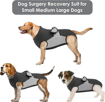 SAWMONG Zipper Recovery Suit for Dogs, Cotton Dog Surgery Suit Female Spay Pet Male Breathable, Neuter Onesie Bodysuit Prevent Licking Wounds, Substitute E-Collar & Cone(Gray, 3X-Large)