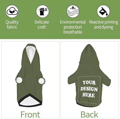 Personalized Dog Hoodie, Custom Dog Costumes for Small Dogs, Holiday Happy Dog Clothes Football Pet Shirt Sweater with Name Number for Girl/Boy Cats/Kitten, SageGreen, XXS