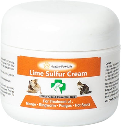 Healthy Paw Life Lime Sulfur Cream – Fast-Acting Mange, Ringworm & Itch Relief for Dogs, Cats, Horses, Livestock | Soothes Hot Spots, Redness & Dermatitis | Gentle, Safe, and Effective (2 oz)