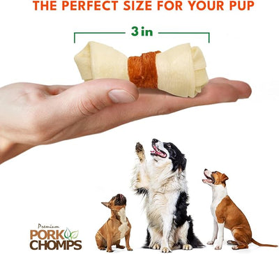 Pork Chomps Baked Pork Skin Dog Chews, 3-inch Knots, 18 Count