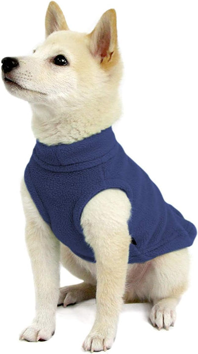 Gooby Stretch Fleece Vest Dog Sweater - Indigo Blue, Small - Warm Pullover Super Stretchy Fleece Dog Jacket for Small to Large Dogs