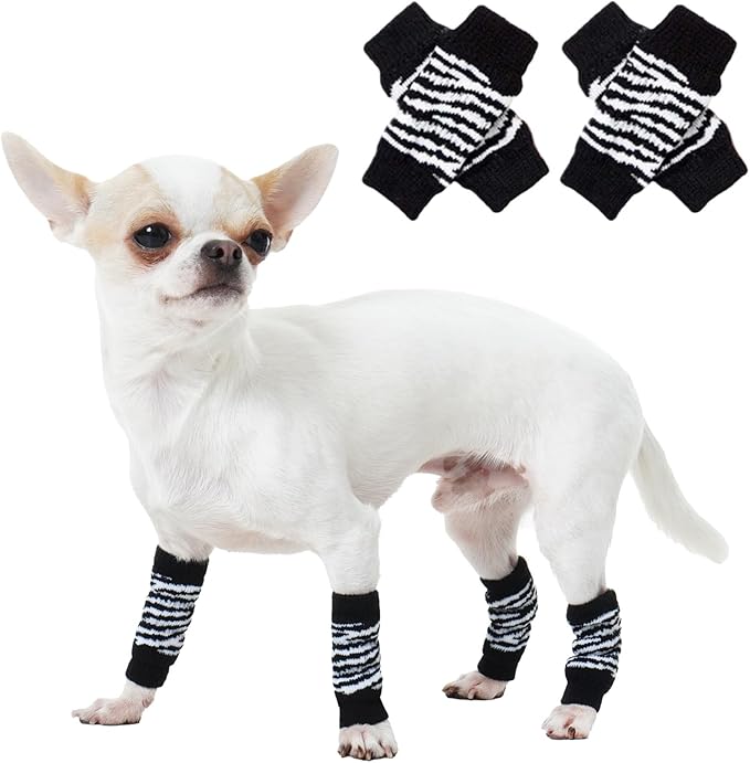 ROZKITCH Dog Elbow Protector Dog Elbow Sleeve, 2PCS Front Legs and 2PCS Back Legs Knee, Pet Elbow Wrap, Leg Warmer Wrap Protector, Elastic Knitted Breathable Protective Socks Black S