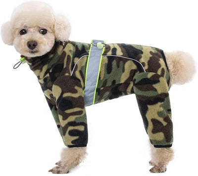 Polar Fleece Dog Coats for Small Medium Dogs, Winter Jacket Sweater Vest Bodysuit, Four-Legged Warm Clothes Pajamas