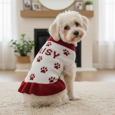 Personalized Dog Sweater Dress, Customized Pet Clothes Warm Winter Outfit for Dogs, Bright Puppy Sweatshirt, Pet Birthday Outfit, Gifts Dog and Cat Lovers #2