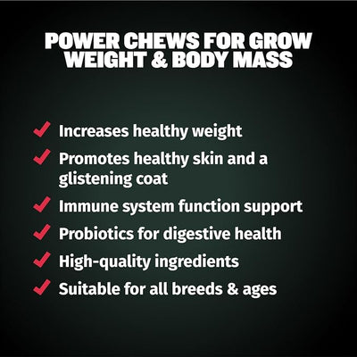 Bully Max Weight Gainer Dog Chews for Puppies and Adult Dogs - High Calorie Dog Food Treats Performance Supplement for Healthy Weight Gain, Immunity & Digestion - 75 Soft Chews for All Breeds, 2 Packs