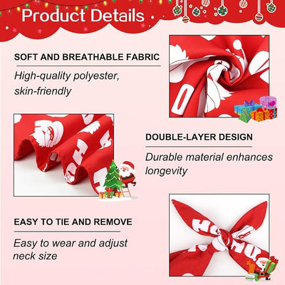 Vivifying Dog Christmas Bandana, 2 Pack Santa Claus and Christmas Tree Dog Scarves for Small Pets and Large Cats, Holiday Pet Costume for Photo Prop, and Party Decor (Small, Red&Green)