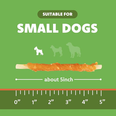 MON2SUN Dog Treats, 4.5-4.7 Inch Chicken Wrapped Codfish Sticks, Soft Chewy Training Treats for Small Dogs, Low-Fat Rawhide-Free Chews, 31.75 oz (90 Count)