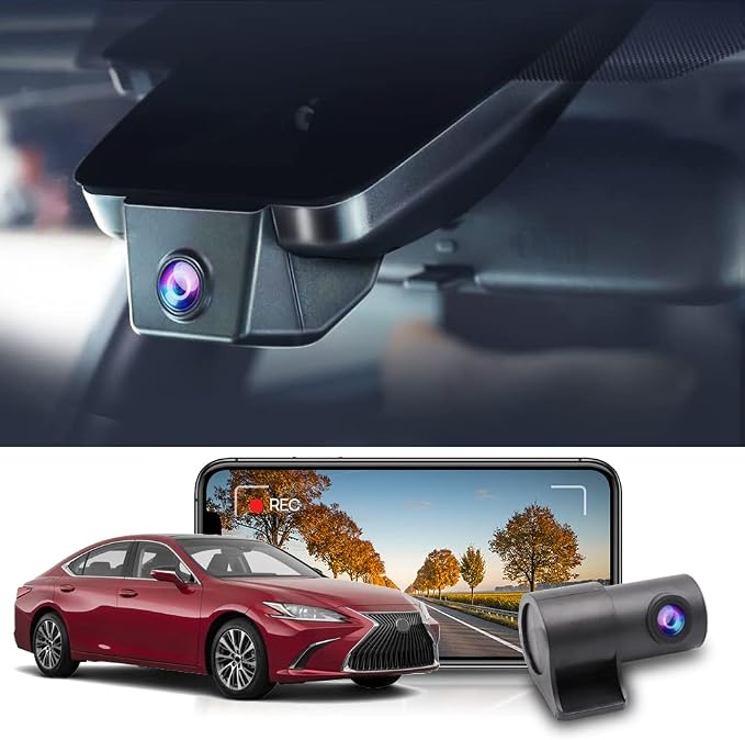 Fitcamx Front 2160P+Rear 1080P Dash Cam Adapts for Lexus ES 2019-2025 ES350 ES300h ES250 F Sport, OEM Style, Dual HD Video, Built-in WiFi & APP, Loop Recording, G-Sensor, Easy to Use, 128GB Card