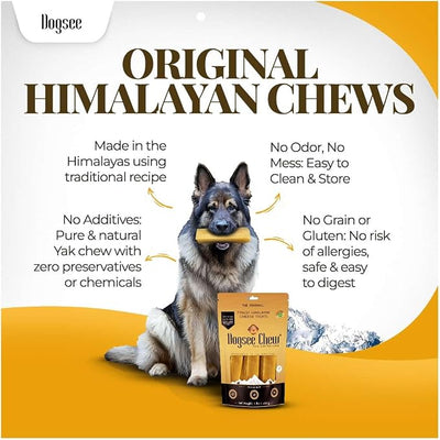 Dogsee Himalayan Yak Cheese Chews – Medium Size (18 Pack) | Rawhide-Free & Long-Lasting Treats for Dogs | Helps Fight Plaque & Tartar | Natural Dental Chews for Teeth Cleaning
