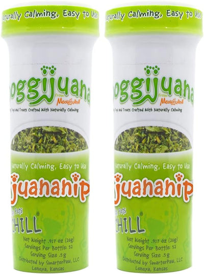 Doggijuana Juananip™ Refill Bottle (2-Pack) | Hand Harvested Organic Ground Catnip for Dogs | Naturally Calming Support for Anxiety, Stress | Grown in North America
