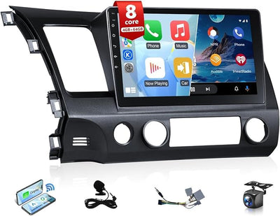 8Core Android Car Stereo for Honda Civic 2006 to 2011 Apple CarPlay Android Auto, 10.1IN IPS Touch Screen for Civic Car Play Head Unit 5G WiFi GPS Navi FM RDS EQ DSP Audio SWC Camera, 4G + 64G