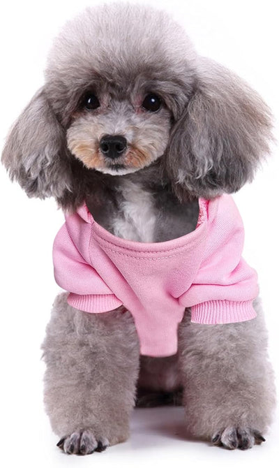 Jecikelon Print Dog Hoodies for Small Dogs with Bow, Soft Fleece Puppy Clothes for Pet Cat, Warm Winter Outfits Cold Weather Coats, Cute Sweatshirt Puppies Costume (X-Small, Y01-Pink)