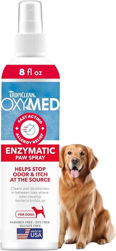 TropiClean OxyMed Enzymatic Paw Odor and Itch Spray, 8 oz