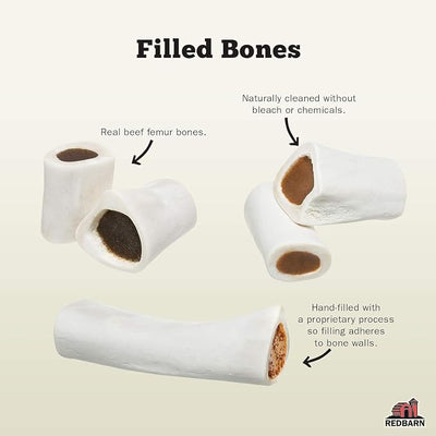 Redbarn Pet Products Large Filled Bones, BBQ Flavor - Long Lasting Stuffed Femur Chew Treat Made in USA - 15 Count