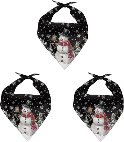 KEIAHUAN Christmas Pet Bandana Cartoon Snowman Dog Scarf Washable Adjustable Reversible Holiday Scarves Xmas Pet Accessories