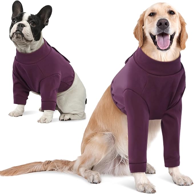 IDOMIK Dog Recovery Suit, Dog Surgery Recovery Suit Front Legs, Comfy Joint Leg Sleeves After Surgery, Elbow Braces Protector for Leg Injuries & Joint Pain, Cone Collar Alternatives,Purple,S