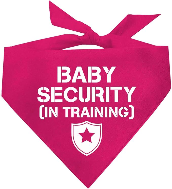Baby Security in Training Dog Bandana | 100% Cotton Adjustable Triangle | Made in USA | New Baby | Pregnancy Announcement Photoshoot Prop | Gender Reveal | Hot Pink One Size (223)