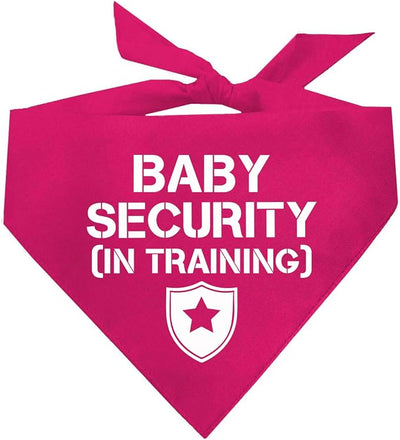 Baby Security in Training Dog Bandana | 100% Cotton Adjustable Triangle | Made in USA | New Baby | Pregnancy Announcement Photoshoot Prop | Gender Reveal | Hot Pink X-Small (223)