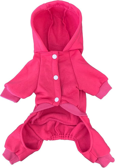 Izefia Dog Hoodie Clothes with Pocket 4 Legs Jumpsuit Fleece Sweater Winter Sweat Shirt Warm Cotton Hoodies for Small Dog Medium Large Cat Magenta 5XL