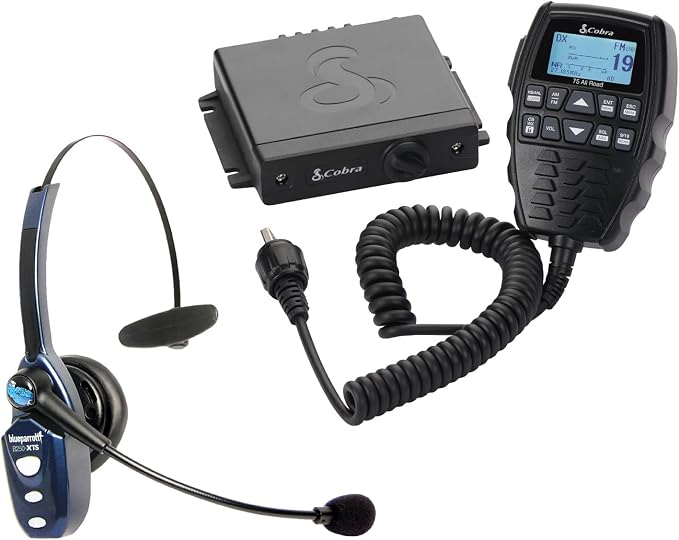Cobra 75 All Road Wireless CB Radio with BlueParrott B450-XT Noise Cancelling Bluetooth Headset - Dual-Mode AM/FM, Push to Talk Button, Bluetooth Connectivity, Black