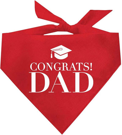 Congrats Dad Dog Bandana | 100% Cotton Adjustable Triangle | Made in USA | Graduation | College | Senior Year | Family Support | Class of |Red, One Size (420)
