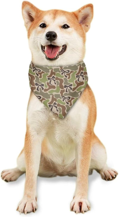 KEIAHUAN Dog Bandana Camo Bow Adjustable Comfortable Triangle Dog Scarf Reversible Pet Kerchief for Summer Puppy Small Medium Large Pets