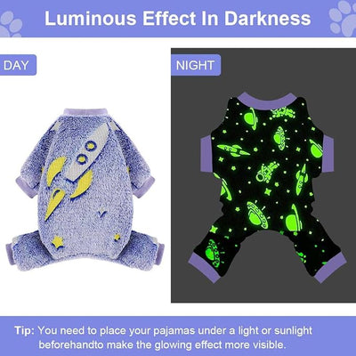 Sebaoyu Dog Pajamas for Small Dogs, Glow in Dark Tie Dye Unicorn Sweater, Super Soft Velvet Material Chihuahua Yorkie Tiny Clothes Outfits(X-Small,Rocket)