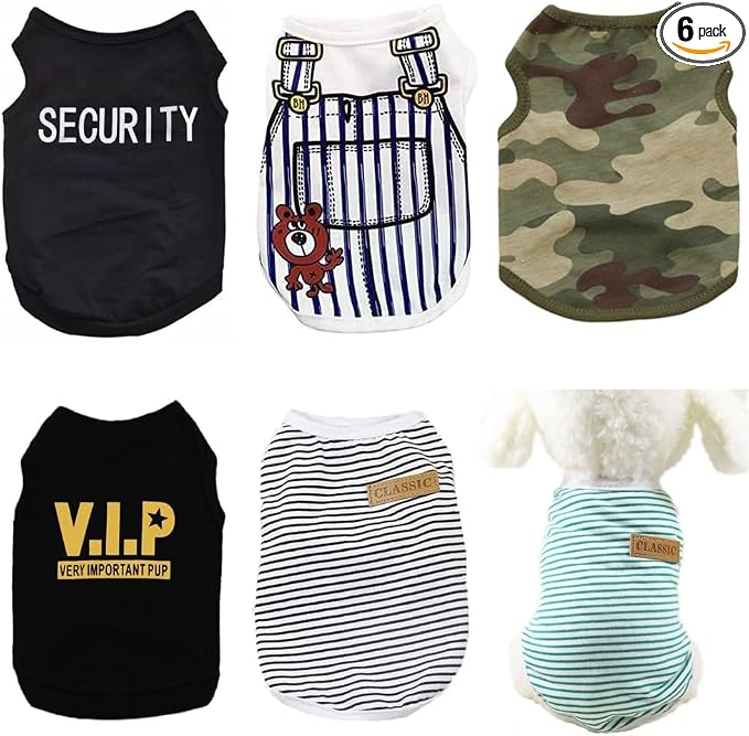 Small Dog Clothes for Boys Dogs Shirts Cat T Shirts Security French Bulldog Clothes Cute Oufits Doggy Apparels Yorkie Costume