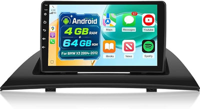 4G+64G 9 inch Radio for BMW X3 2004-2012 Android Touch Screen Car Stereo | Wireless Carplay/Android Auto/32 EQ Audio/1280 * 720 Screen/SWC/Bluetooth