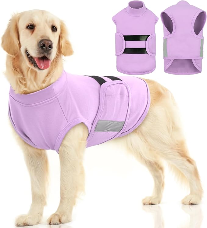 MIGOHI Breathable Dog Anxiety Calming Vest,Dog Firework Anxiety Relief Vest,Dogs Stress and Anxiety Relief Coat,Anxiety Vest for Large Dogs,XL,Lightpurple