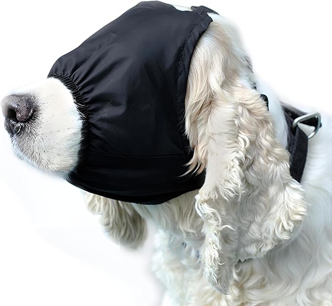NACOCO Dog Calming Cap Eye Mask Nylon Shading Pet Anxiety Mask Muzzle for Grooming Anti Car Sickness (Black,S)