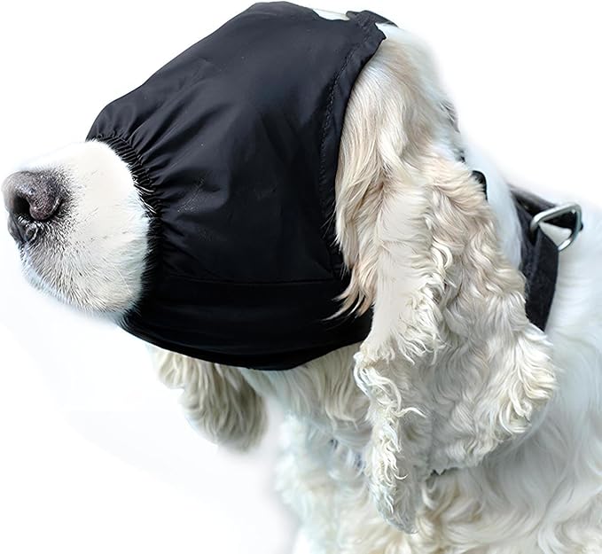NACOCO Dog Calming Cap Eye Mask Nylon Shading Pet Mask Muzzle for Grooming Anti Car Sickness (Black,L)
