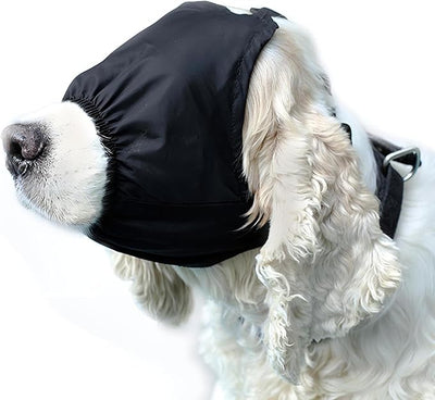NACOCO Dog Calming Cap Eye Mask Nylon Shading Pet Mask Muzzle for Grooming Anti Car Sickness (Black,L)