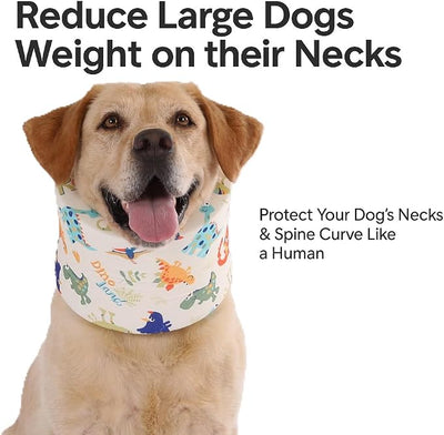 LovinPet Dog Recovery Collar, Adjustable Soft Cone for Medium & Large Dogs, Post-Surgery Comfort & Lick Prevention, Jurassic Dinosaur Print,Yellow