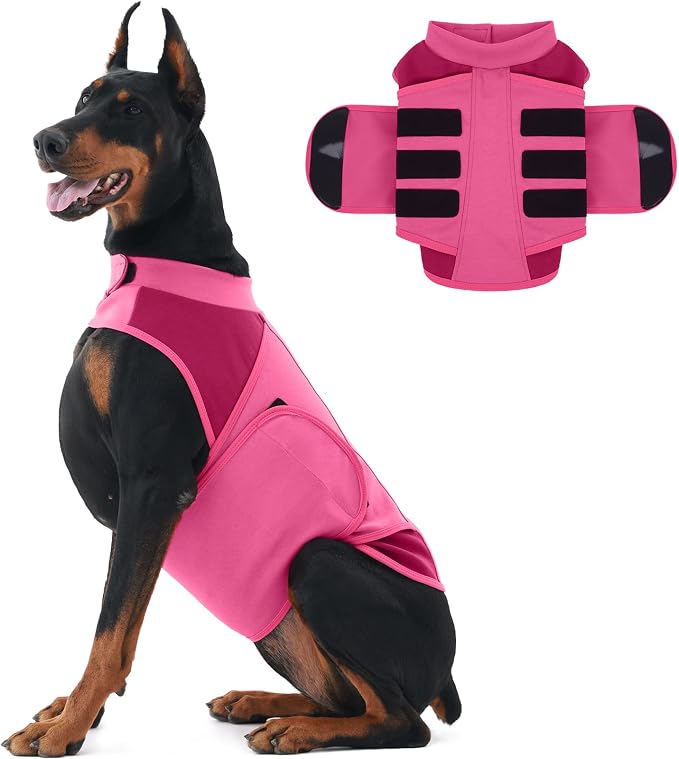 IECOii Dog Anxiety Relief Coat, Calming Compression Jacket for Loud Noise,New Environments,Soft Stress and Anxiety Relief Coat for Large Dogs, Pet Trainer & Vet Trusted Calming Shirt, Rosered, XL