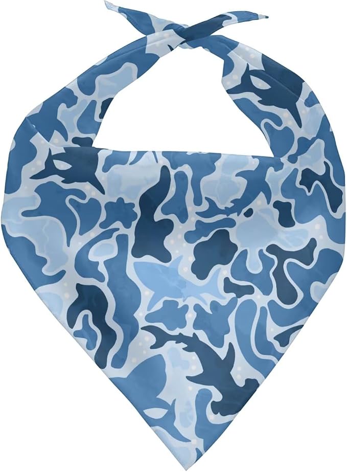 KEIAHUAN Fish Camo Reversible Dog Bandanas 1PCS Birthday Gift Washable Dog Bandana Bib Double Reversible Kerchief Scarf Adjustable Accessories for Small to Large Dog Puppy Cat