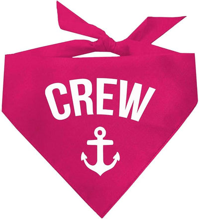 Crew Anchor Boat Dog Bandana | 100% Cotton | Made in USA | Boat & Fishing | Captain | Beach & Lake | Summer | Outdoors | Father's Day | Hot Pink, One Size