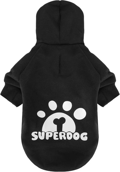 Dog Hoodie with Leash Hole, Pet Clothes Puppy Sweatshirt Dog Pullover Stylish Cat Apparel for Small Medium Dogs and Cats (Black, Small)