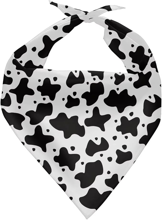 KEIAHUAN Cow Print Dog Bandana Adjustable Dog Bandanas Reversible Triangle Scarf Holiday Puppy Kerchief Bib Accessories for Dogs Cats Pets