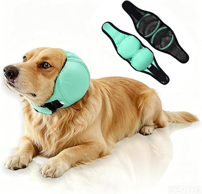 Waterproof Dog Ear Covers No Flap Ear Wraps for Dogs Bath,Grooming & Drying,Noise Protection Ear Muffs Anxiety Relief,Adjustable Calming Hoodie Shower Cap for Hematoma(Mint Green,L)