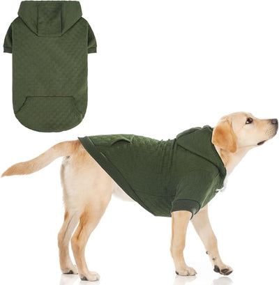 KOOLTAIL Dog Hoodie for Large Dogs, Ultra-Warm & Soft Winter Fall Fleece Large Dog Sweater Hooded Sweatshirt Clothes, Lightweight Pullover Coat for Boy Girl Labrador Great Dane Pitbull, Green L