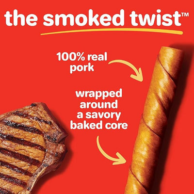 Oinkies Porkalicious Smoked Pig Skin Twists Dog Treats, 40 Count