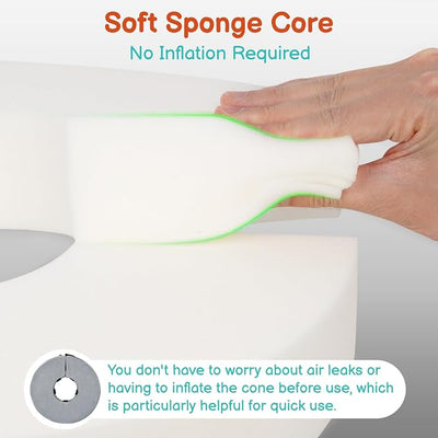 Sponge Dog Cone After Surgery, No Inflation Required Dog Donut Collar to Stop Licking, Inflatable Cone Alternatives for Large Pets, Soft Recovery Collar with Protective Shield (Grey, XXL)