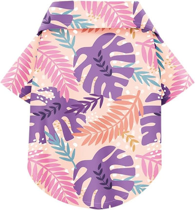 Hawaiian Dog Shirt – Lightweight and Breathable Summer T-Shirt with Tropical Prints, Fun Beach Outfit for Small, Medium, and Large Dogs, Perfect for Hot Days and Outdoor Vacation.Palm Leaves M