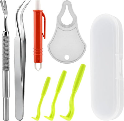 Tick Remover Tool Kit, Portable Stainless Steel Tick Tweezers + Remover TicksKey, 7pack Essential Tools for for Humans, Dogs & Cats Outdoor Activities, Quick & Safe(Size:1pack)