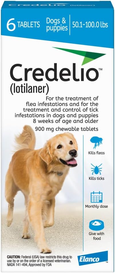 Credelio Tick & Flea Infestation Prevention and Treatment for Dogs 50.1-100 lbs. | 6-Month Supply
