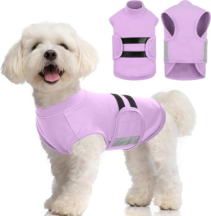MIGOHI Dog Anxiety Relief Coat,Comfort Anxiety Vest for Dogs,Adjustable Dog Anxiety Calming Wrap for Fireworks,Thunderstorm,Travel,Separation,Anxiety Jacket for Medium Dogs,M,Lightpurple