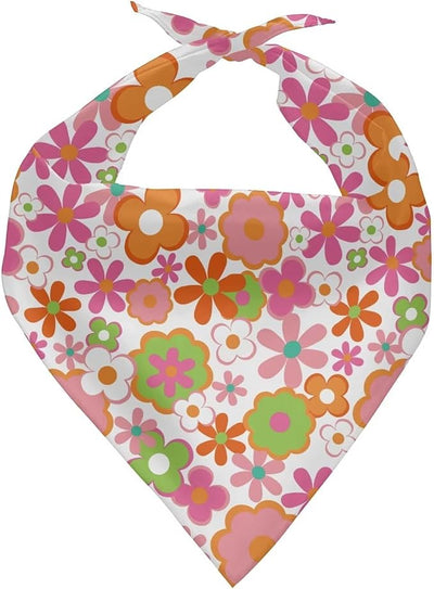 KEIAHUAN Floral Dog Bandana Pink Washable Dogs Scarf Female Square Dog Bib Kerchief Reversible Adjustable Handkerchief Scarves Breed Accessories
