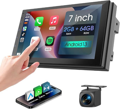 Haudio 7" Car Stereo Double Din Wireless Apple Carplay Radio Screen for Car Audio Receivers, Bluetooth 5.0 Car Play Android Auto Touchscreen, Channel RCA, Backup Camera, SWC, FM/AM|Car Audio Receivers