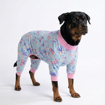 Spark Paws Dog Pajama, Dog Recovery Suit Male, Onesie, Ultra-Soft and 4-Way Stretch, for Small Medium and Large Breed - Butterfly Dreams - 5XL